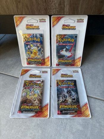 Carte Pokémon : 4 Booster blister plastique Artset EV8 Étincelles Déferlantes écarlate et violet