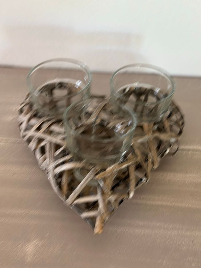 Magnifique photophore coeur en osier - photo numéro 3