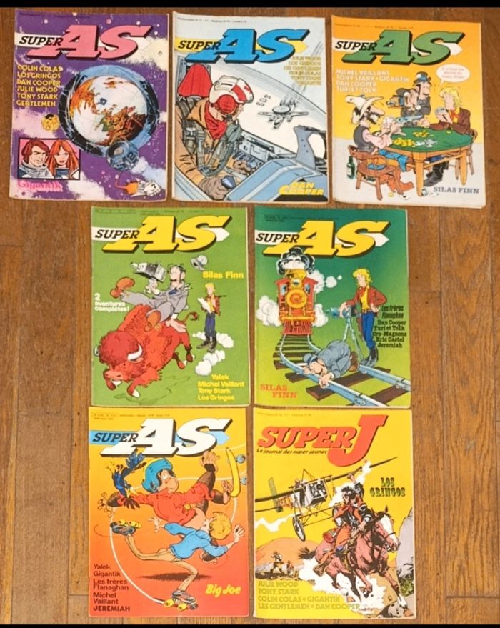 Lot de 7 anciens magazines Super As + superJ 1979/1980 Vintage