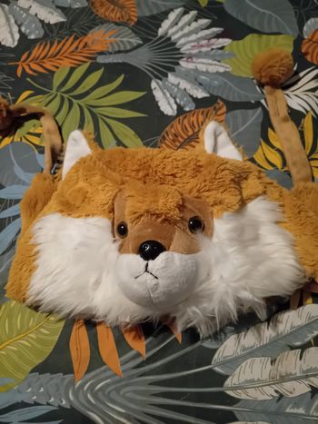 Bonnet renard peluche avec pompons
