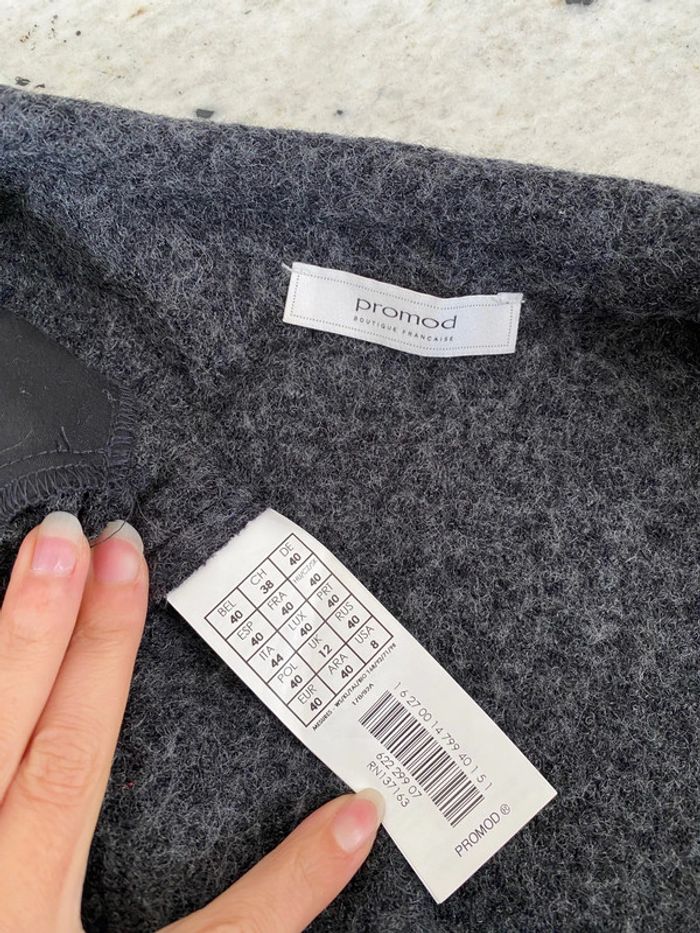 Manteau long gris laine bouillie Promod 40 - photo numéro 7