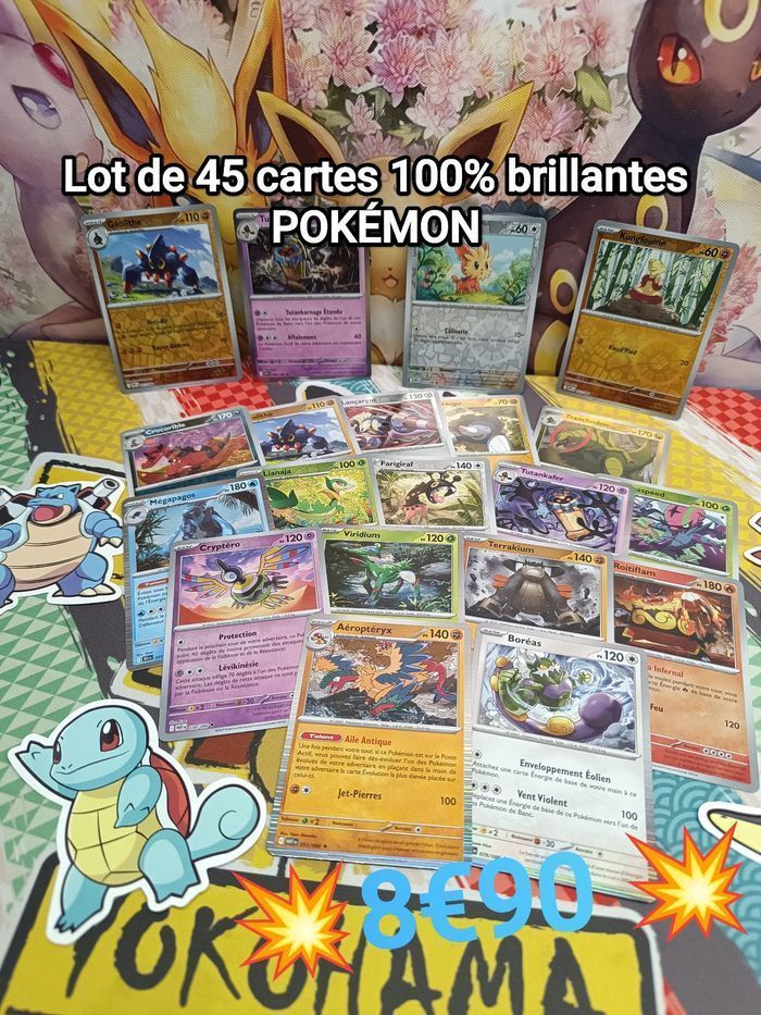 🎉 Lot de 45 cartes  aléatoires Pokémon  – 100% Brillantes 🎉 - photo numéro 2
