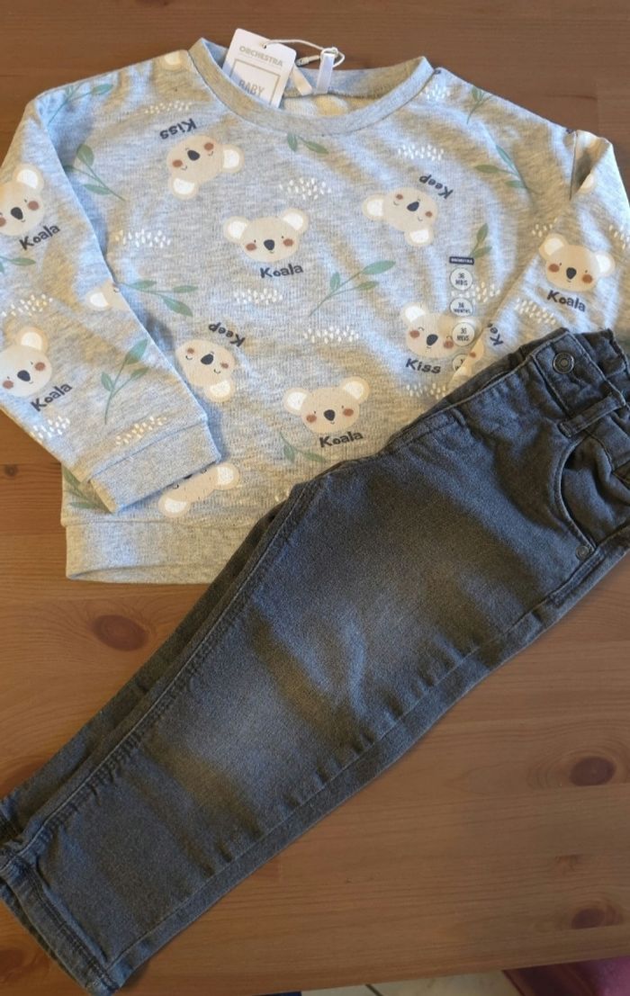 NEUFS (non portés) 😍💙🥰 sweat et jeans 24/36mois (89/92cm) garçon 🥰😍💙 - photo numéro 2