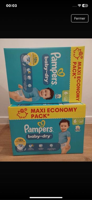 Couches Pampers, baby, dry, T6