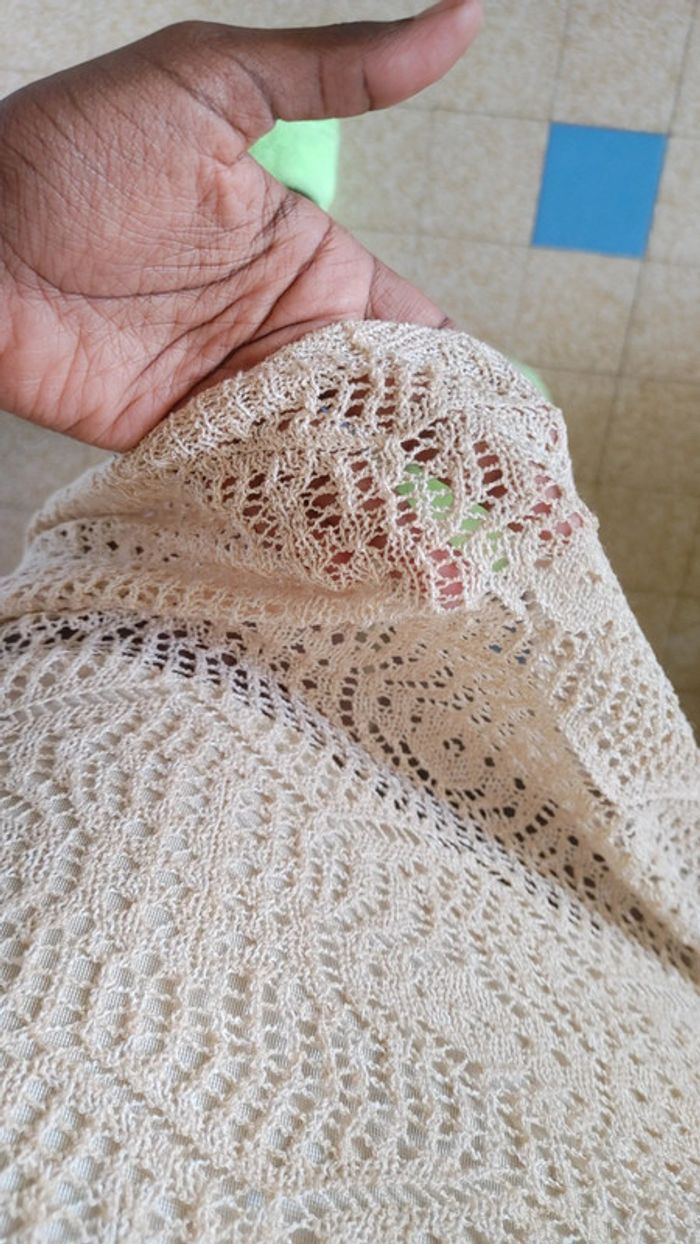 Jupe en crochet dentelle doublé et ajouré beige - photo numéro 4