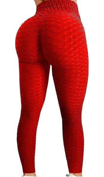 Legging taille haute ruches rouge