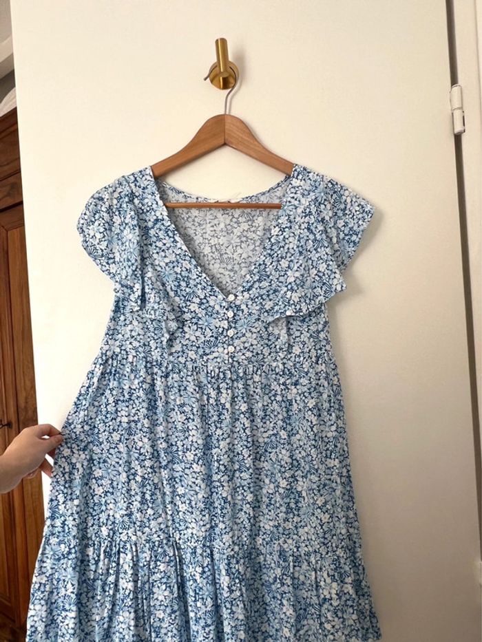Mini robe bleue fleurie Springfield XS avec boutons