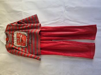Pyjama 2 pièces 3 ans Cars Disney Tissaia Rouge gris à rayure Cars Lightning McQueen Team 95