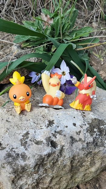Super figurine Pokemon Nintendo finger puppet évolution Poussifeu galifeu Brasegali