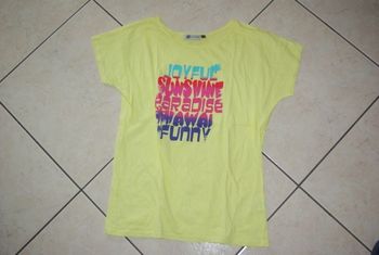 t-shirt tee shirt femme jaune kiabi 38/40