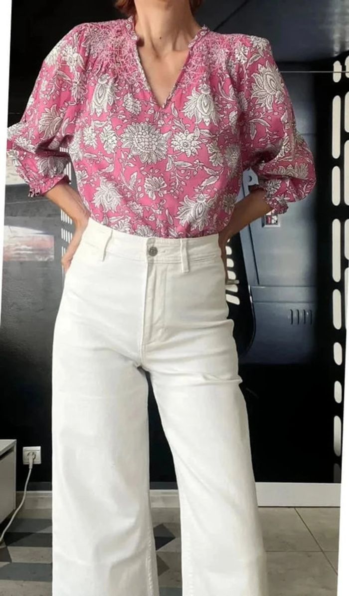 Blouse imprimée en coton bio fushia Libellule - photo numéro 7