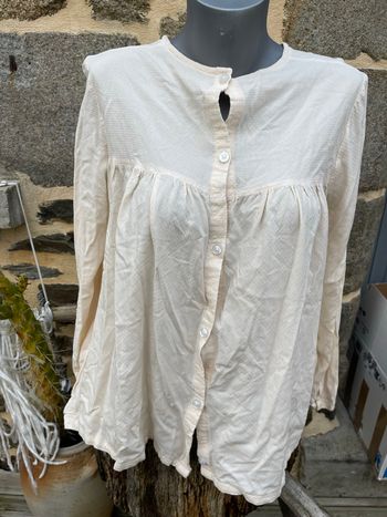 Chemisier crème à manche longue - Fait main