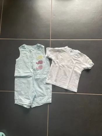 Ensemble t shirt combinaison été sans manches