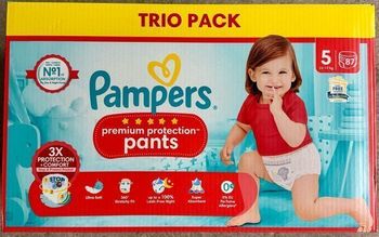 Trio pack couches Pampers Premium Pants taille 5 (87 couches)