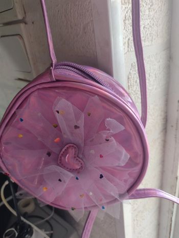 Mini sac a main fille rose fleur brillant