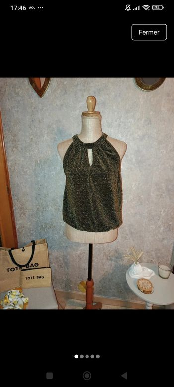 Blouse pailleté doré 
