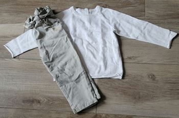 Ensemble pull à cœurs et pantalon coupe paperbag taille 36 mois