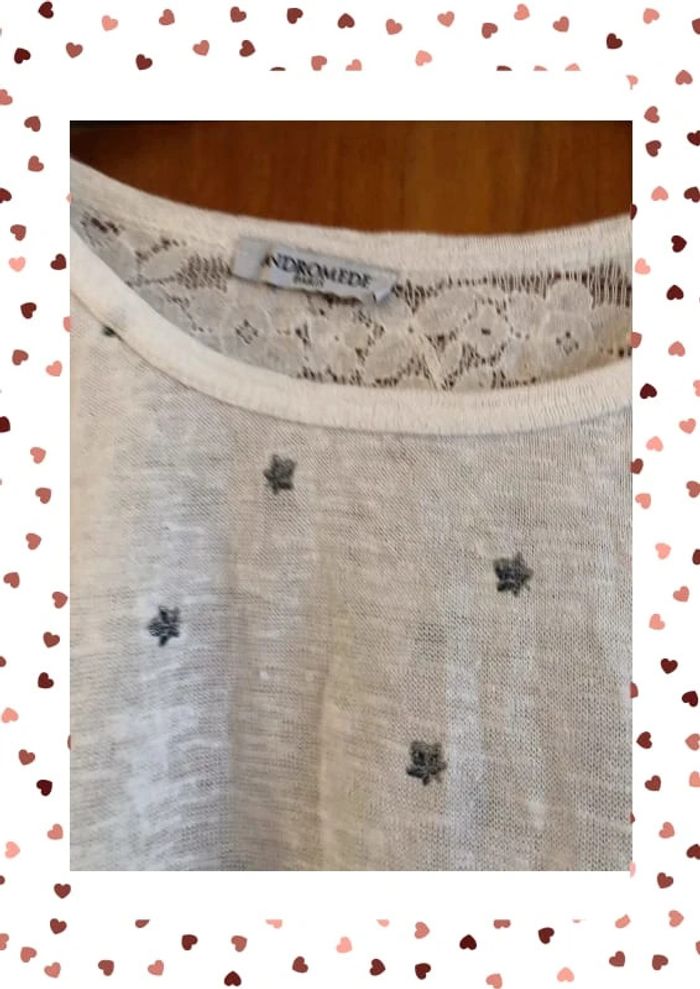 T-shirt blanc dentelle Andromède neuf - photo numéro 2