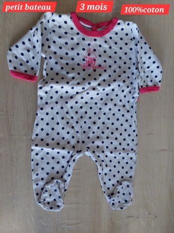 Grenouillère légère à pois fille 3 mois 