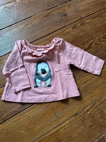 T-shirt Obaïbi vieux rose manchot 1 mois