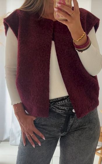 Gilet effet laine bouillie Bordeaux taille unique 36 au 44