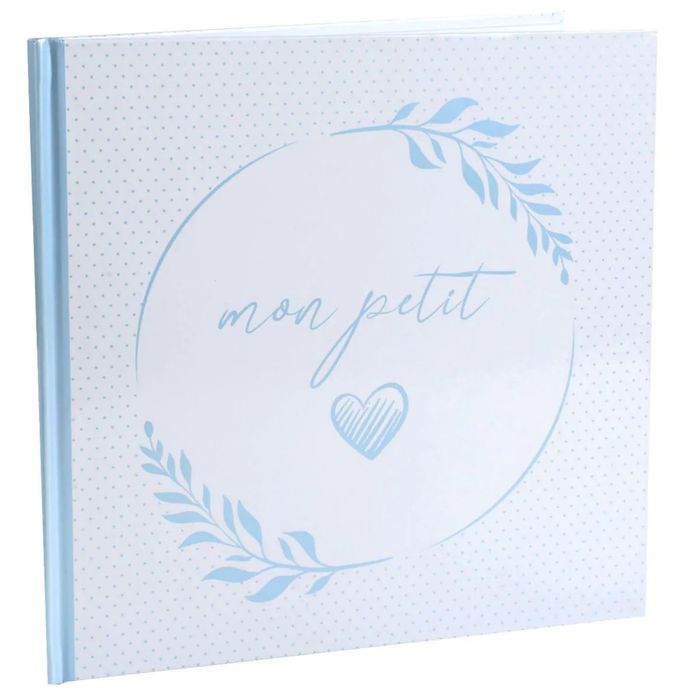 Livre d'or Baptême Santex nacré, bleu Garçon Mon Petit Coeur