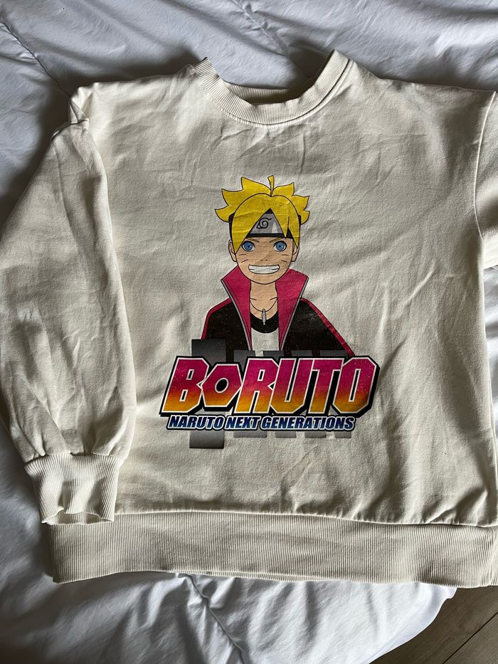 Sweat boruto, manga, beige, mixte ,11-12 ans