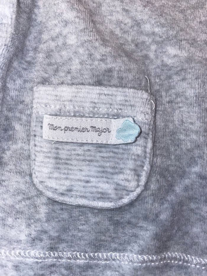 Gilet velours Sergent Major gris clair taille 9 mois motif lapin - photo numéro 4