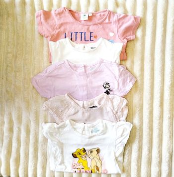 Lot de 5 blouses manches courtes 12 mois fille comme neuf