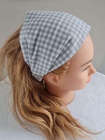 Bandeau fichu vichy gris