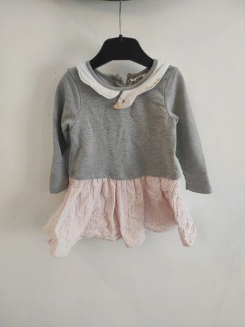 Robe gris et rose col cygne Orchestra 18 mois