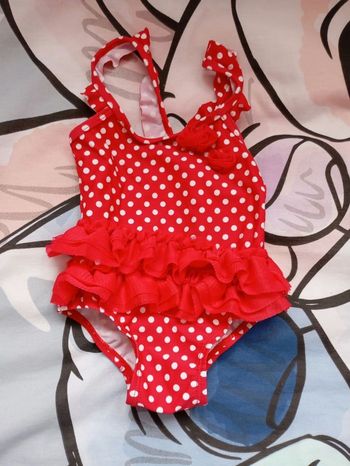 Maillot de bain une pièce rouge à pois blancs 24 mois 