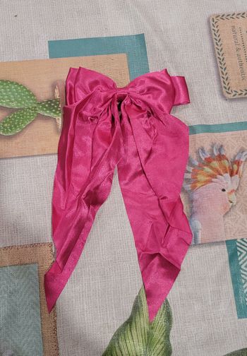 barette cheveux noeud satin rose fushia xxl