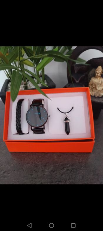 Coffret montre homme bleu 