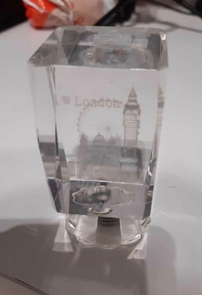 Décoration rectangle en verre 3D I love London