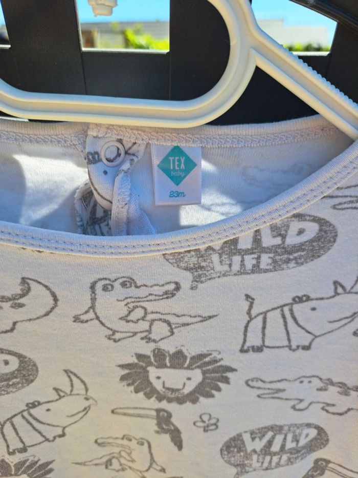 Pyjama fin et léger animaux gris et blanc antidérapant 23mois tex - photo numéro 2