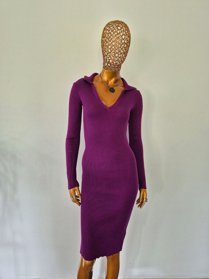 Robe Longue Femme Violette Manches Longues Col V Taille M/L