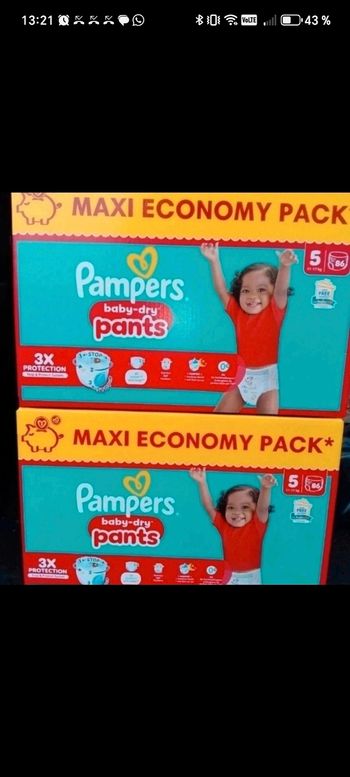 Couches pampers pants taille 5 