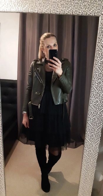 Perfecto en simili cuir vert