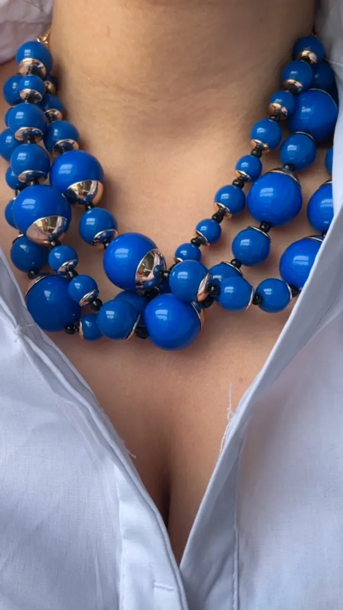 Collier perles bleu royal Week-end Max Mara - photo numéro 4