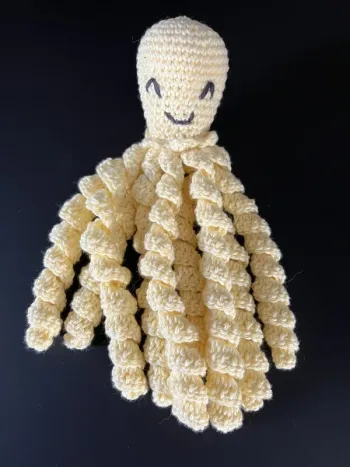 🐙 Doudou Pieuvre jaune pour Bébé Prématuré Fait main au crochet Prématuré, jusqu'à 44cm·Neuf avec é