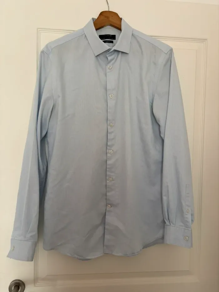 Chemise bleu clair Slim fit Celio taille M - photo numéro 3