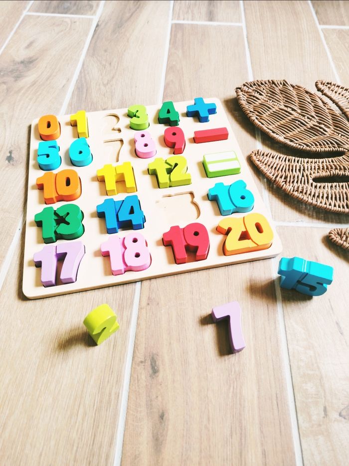 🔢 Puzzle 2 en 1 chiffres 3d additions soustractions en bois