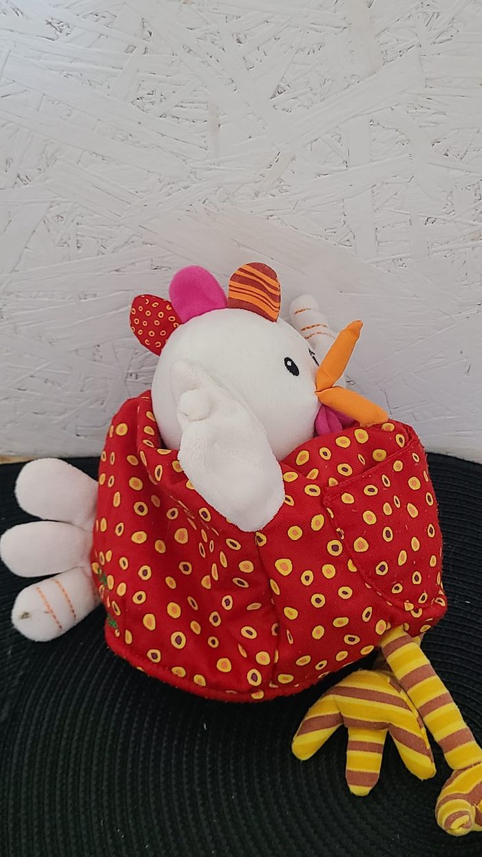 POULE LES LILLIPUTIENS DOUDOU OPHELIE MARIONNETTE PELUCHE D' ACTIVITE A GRELOT - photo numéro 4