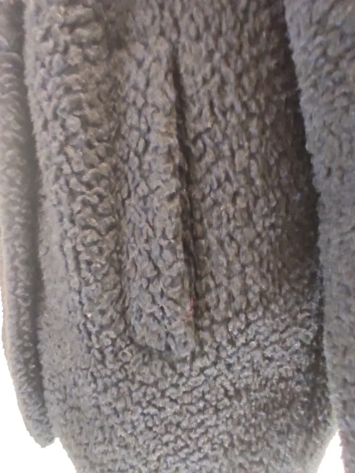 Manteau laine bouclée La Redoute Softgrey polyester moumoute bleu marine - photo numéro 7