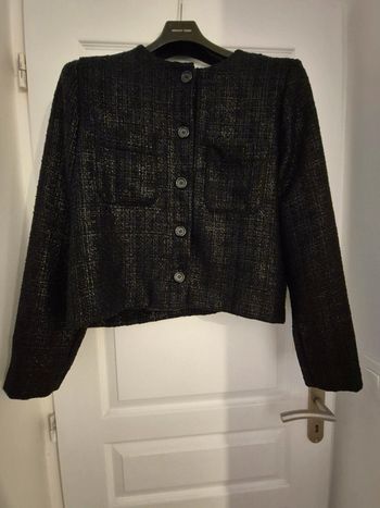 Superbe veste noire tweed taille 42 La Fée Maraboutée