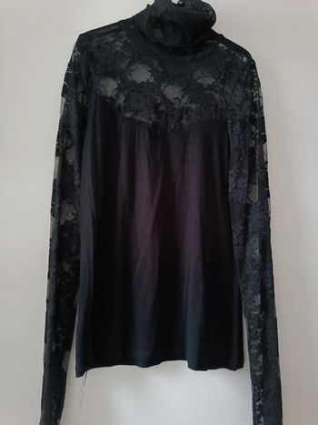 Top noir en dentelle FETES - taille unique