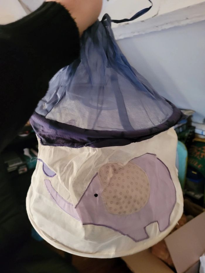 NEUF Moulin Roty suspension Aimé et Céleste éléphant souris violet parme lumière tissu