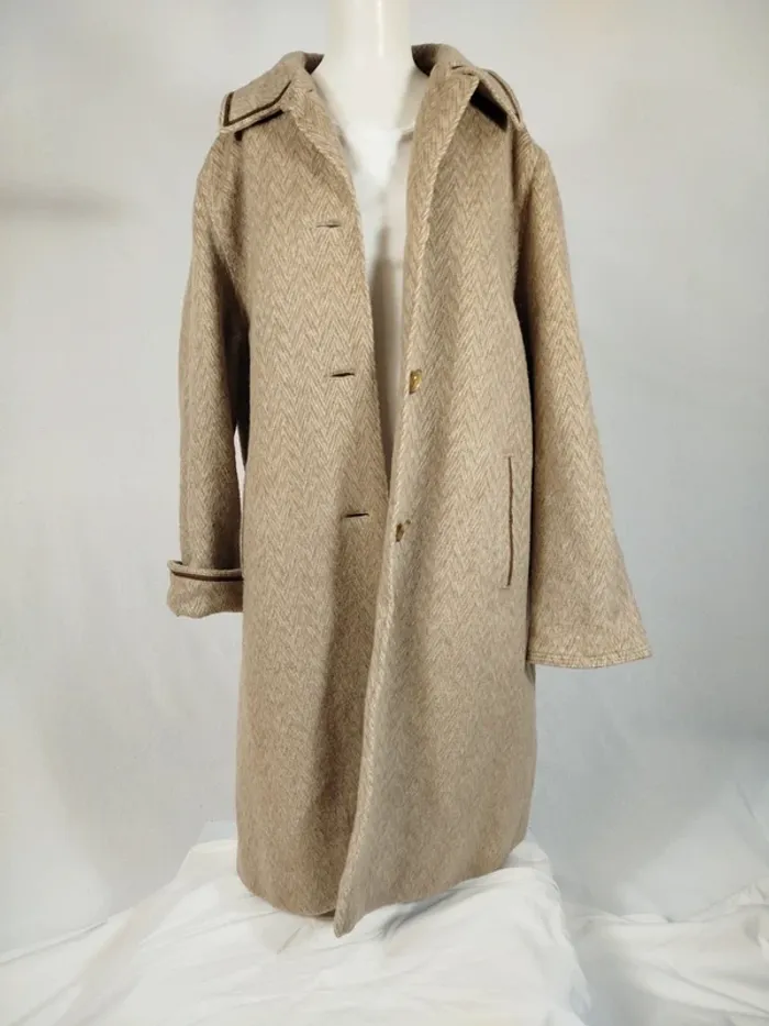 Manteau long beige femme 100% laine coupe élégante - confortable et chic A260 - photo numéro 2