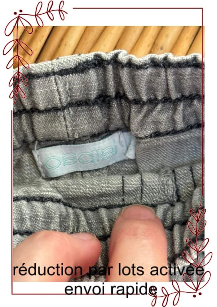 Pantalon obaibi 6 mois en jeans gris - photo numéro 4